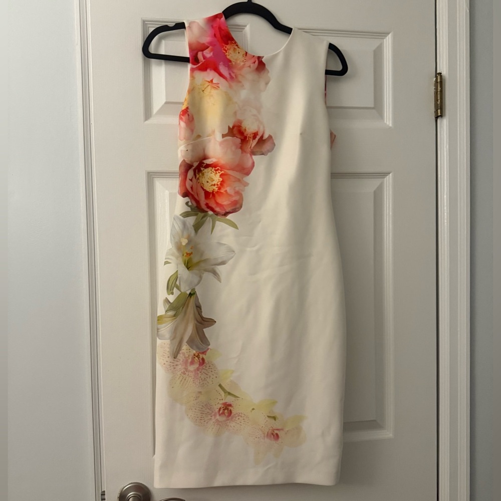 Calvin Klein White Sheath Midi Dress for Wedding Guest